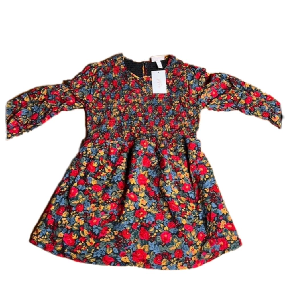 Smocked Floral Tunic Top - Red Multi